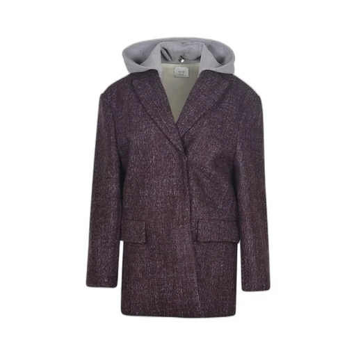 Long Sleeve Hooded Tweed Coat