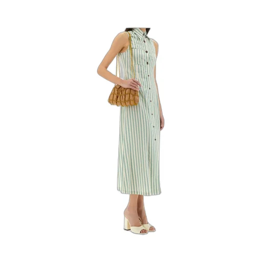 Striped Button-Down Midi Dress