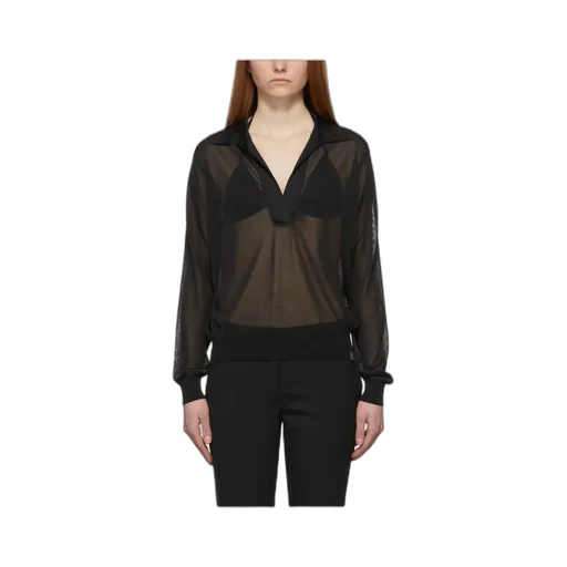 Translucent Long-Sleeved Polo Shirt