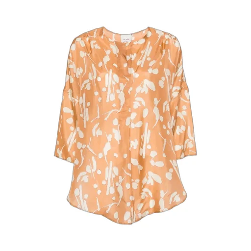 Abstract-Print Silk Blouse