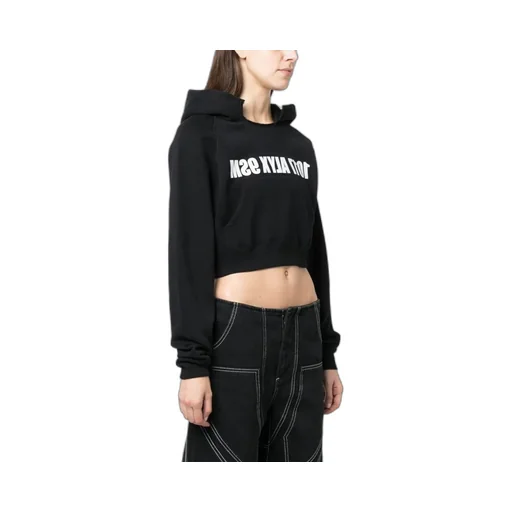 Logo Printed Cropped Hoodie