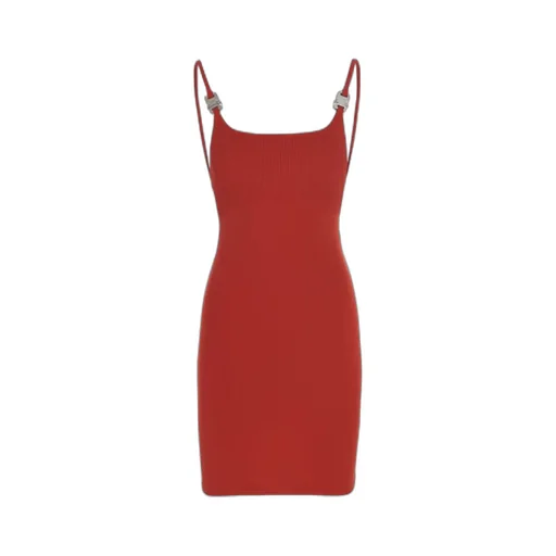 Buckle-Detail Knitted Dress