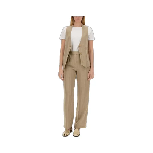 Herringbone Straight Leg Trousers