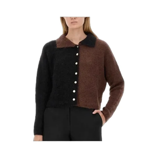 Two-Toned Buttoned Knitted Cardigan