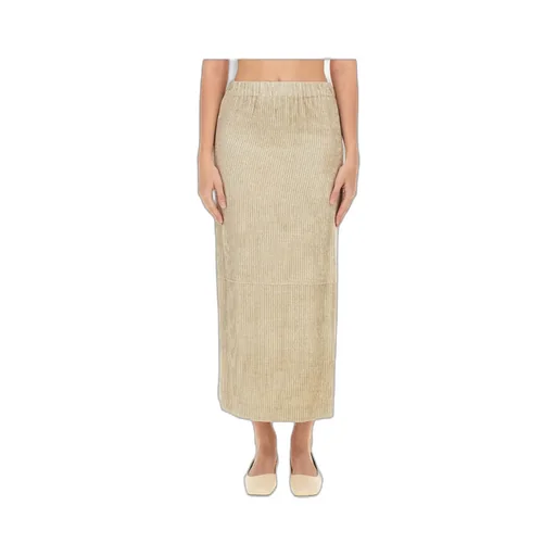 Elasticated Waistband Striped Midi Skirt