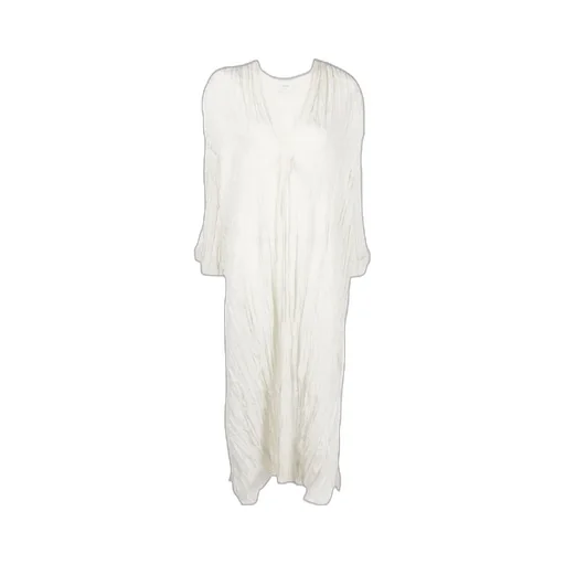 Crease-Effect V-Neck Silk Dress