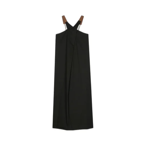 Crossover-Strap Poplin Midi Dress