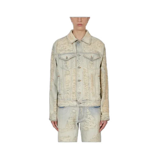 Distressed Long-Sleeved Denim Jacket