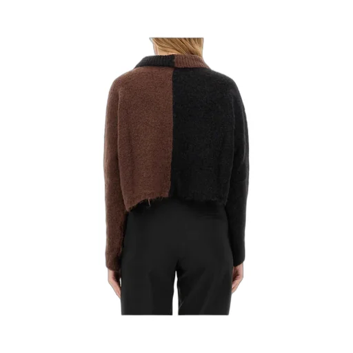 Two-Toned Buttoned Knitted Cardigan