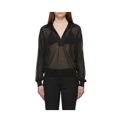 Translucent Long-Sleeved Polo Shirt