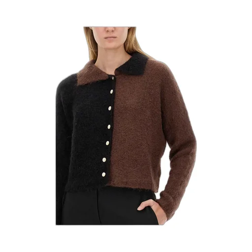 Two-Toned Buttoned Knitted Cardigan