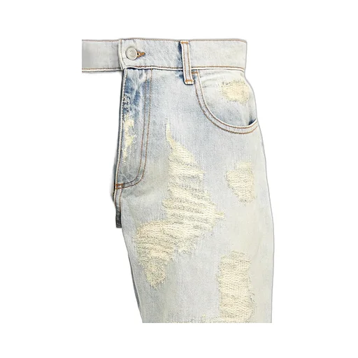 Logo Patch Distressed Jeans