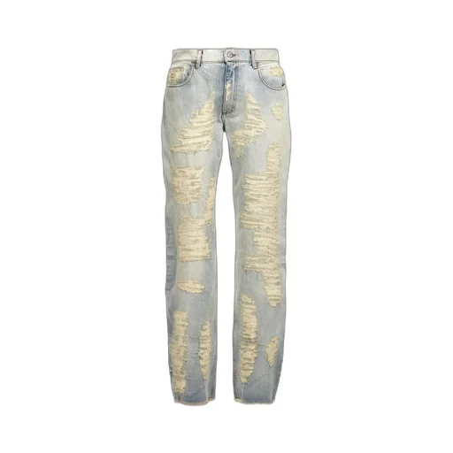 Logo Patch Distressed Jeans