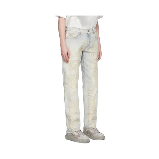 Logo Patch Distressed Jeans