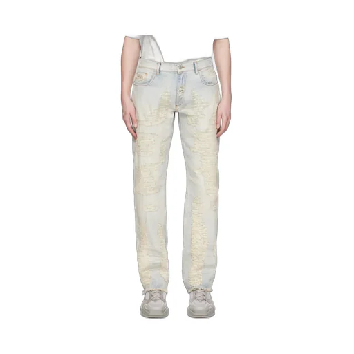 Logo Patch Distressed Jeans
