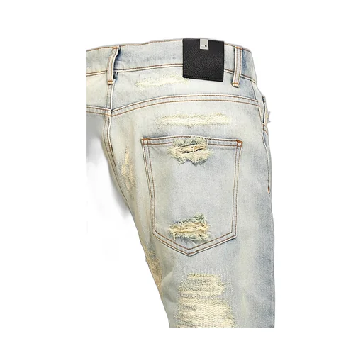 Logo Patch Distressed Jeans