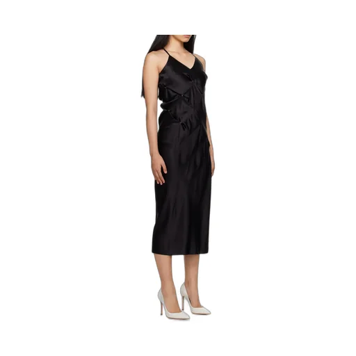 Embellished Gathered-Detail Slip Dress