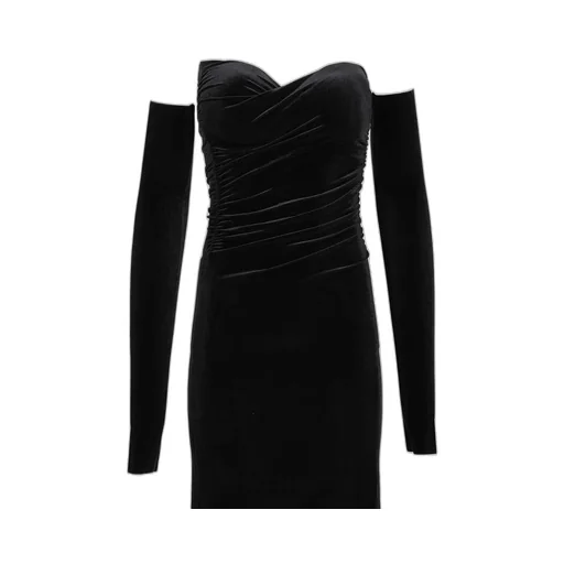 Velvet Draped Long Dress