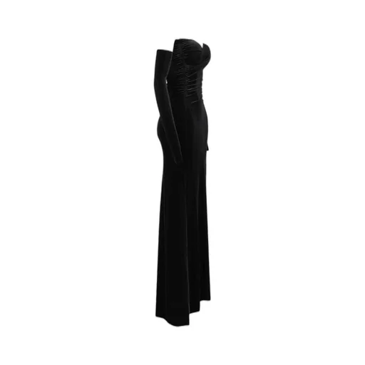 Velvet Draped Long Dress