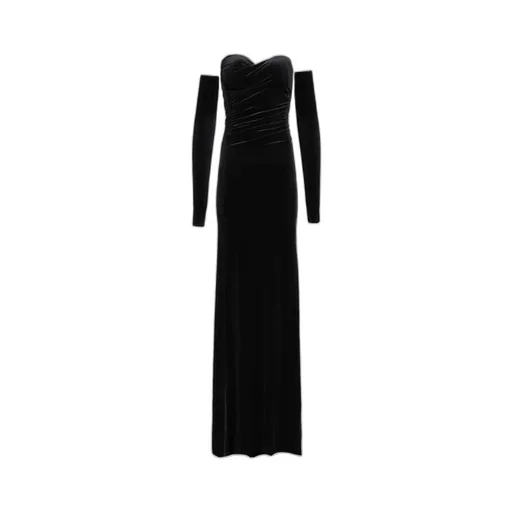 Velvet Draped Long Dress