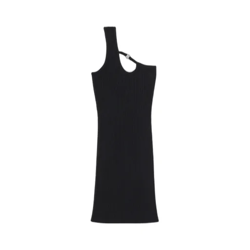 Buckle Detailed Knitted Mini Dress