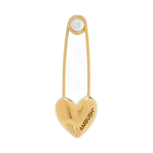 Heart Safety Pin Single Earring