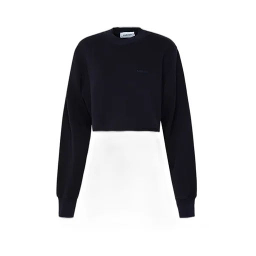 Logo Embroidered Crewneck Cropped Sweatshirt