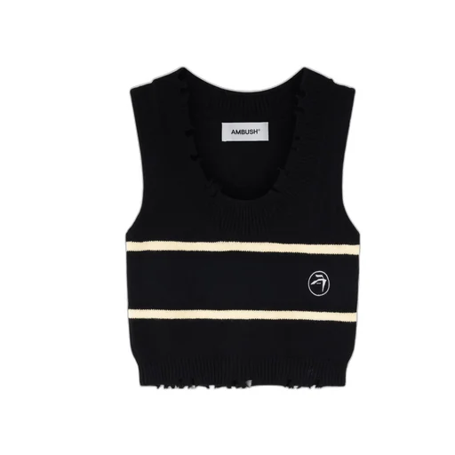 Destroyed Ribbed Crewneck Top