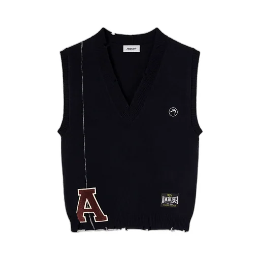 Logo Patch Raw Edge Knitted Vest