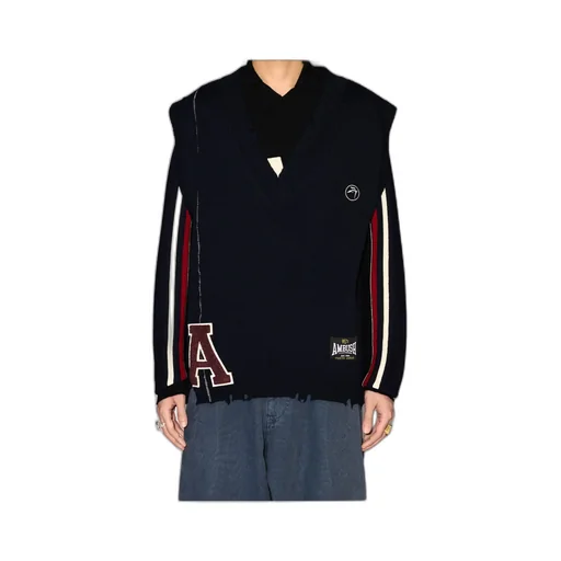 Logo Patch Raw Edge Knitted Vest