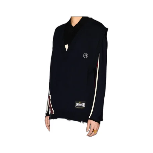 Logo Patch Raw Edge Knitted Vest