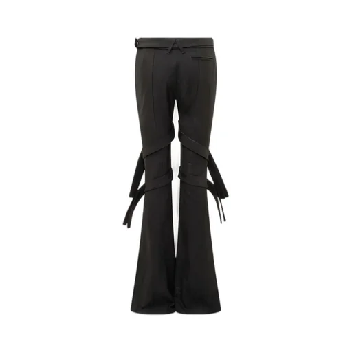 Strap-Detail Mid-Rise Flared Trousers