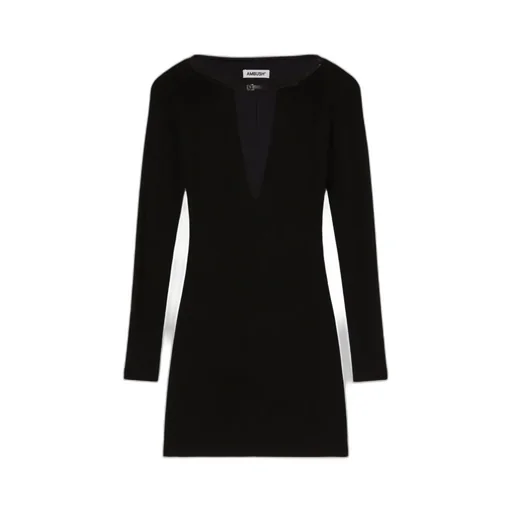 Deep V-Neck Long Sleeved Mini Dress