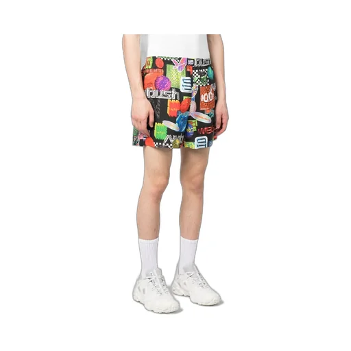 Graphic-Print Elasticated-Waistband Shorts