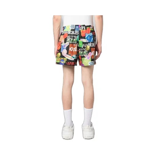 Graphic-Print Elasticated-Waistband Shorts