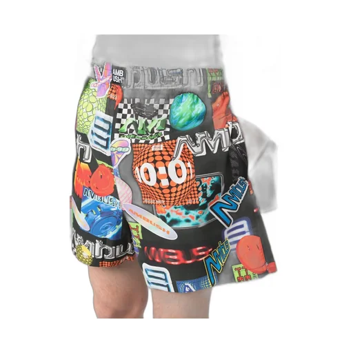 Graphic-Print Elasticated-Waistband Shorts