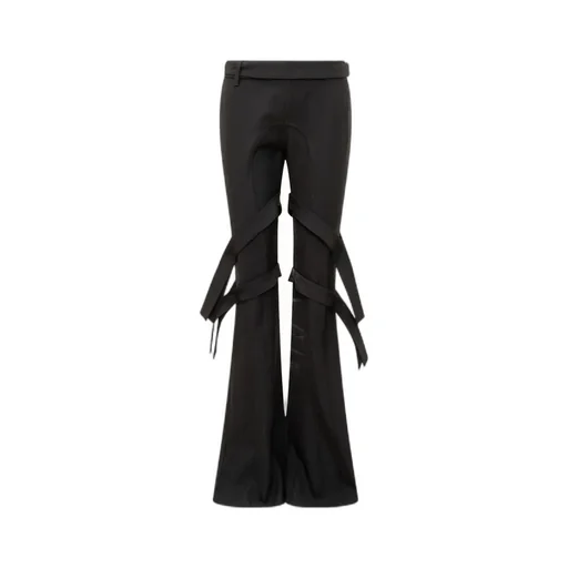 Strap-Detail Mid-Rise Flared Trousers