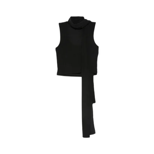 Scarf-Detail Scoop-Neck Blouse