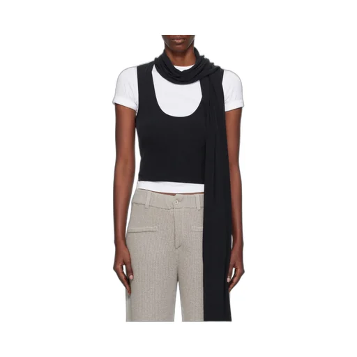 Scarf-Detail Scoop-Neck Blouse