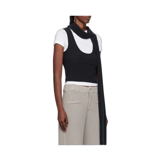 Scarf-Detail Scoop-Neck Blouse