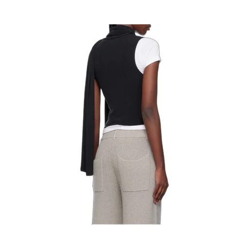 Scarf-Detail Scoop-Neck Blouse