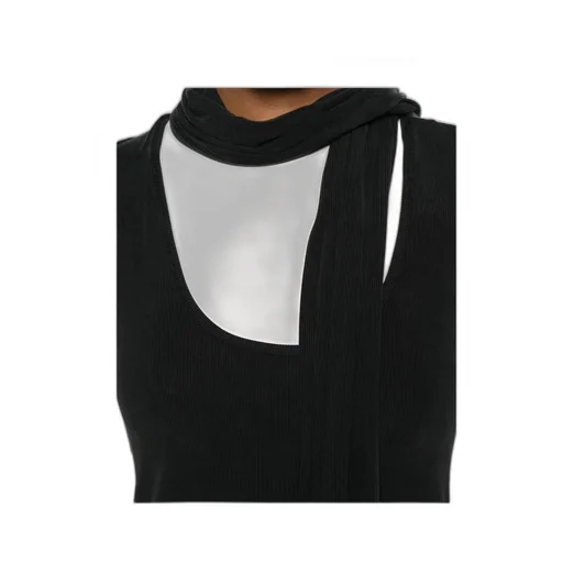 Scarf-Detail Scoop-Neck Blouse