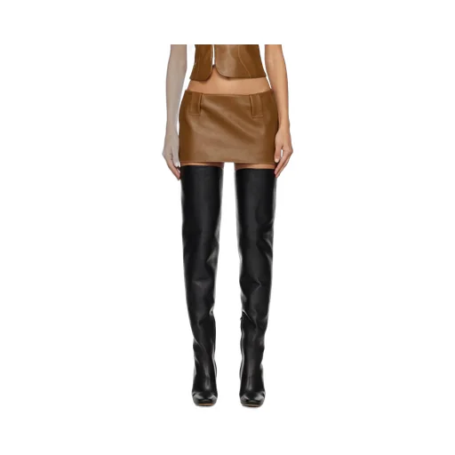 Polished Synthetic Leather Short Skirt