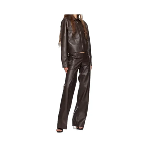 Polished Faux Leather Casual Pants