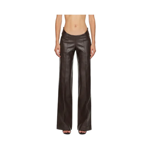 Polished Faux Leather Casual Pants
