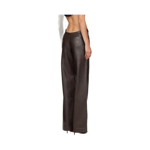Polished Faux Leather Casual Pants