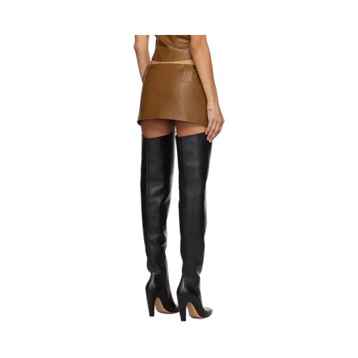 Polished Synthetic Leather Short Skirt