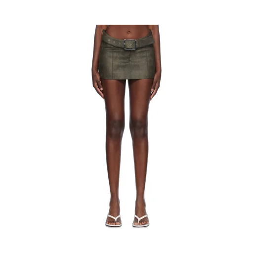 Granulated Synthetic Leather Short Skirt