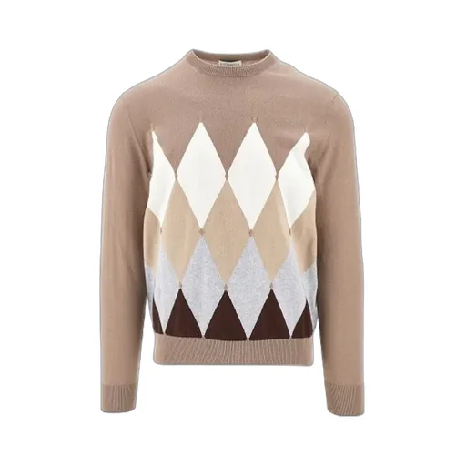 Geometric-Print Fine-Knit Jumper