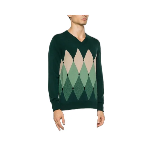 Diamond Pattern V-Neck Jumper